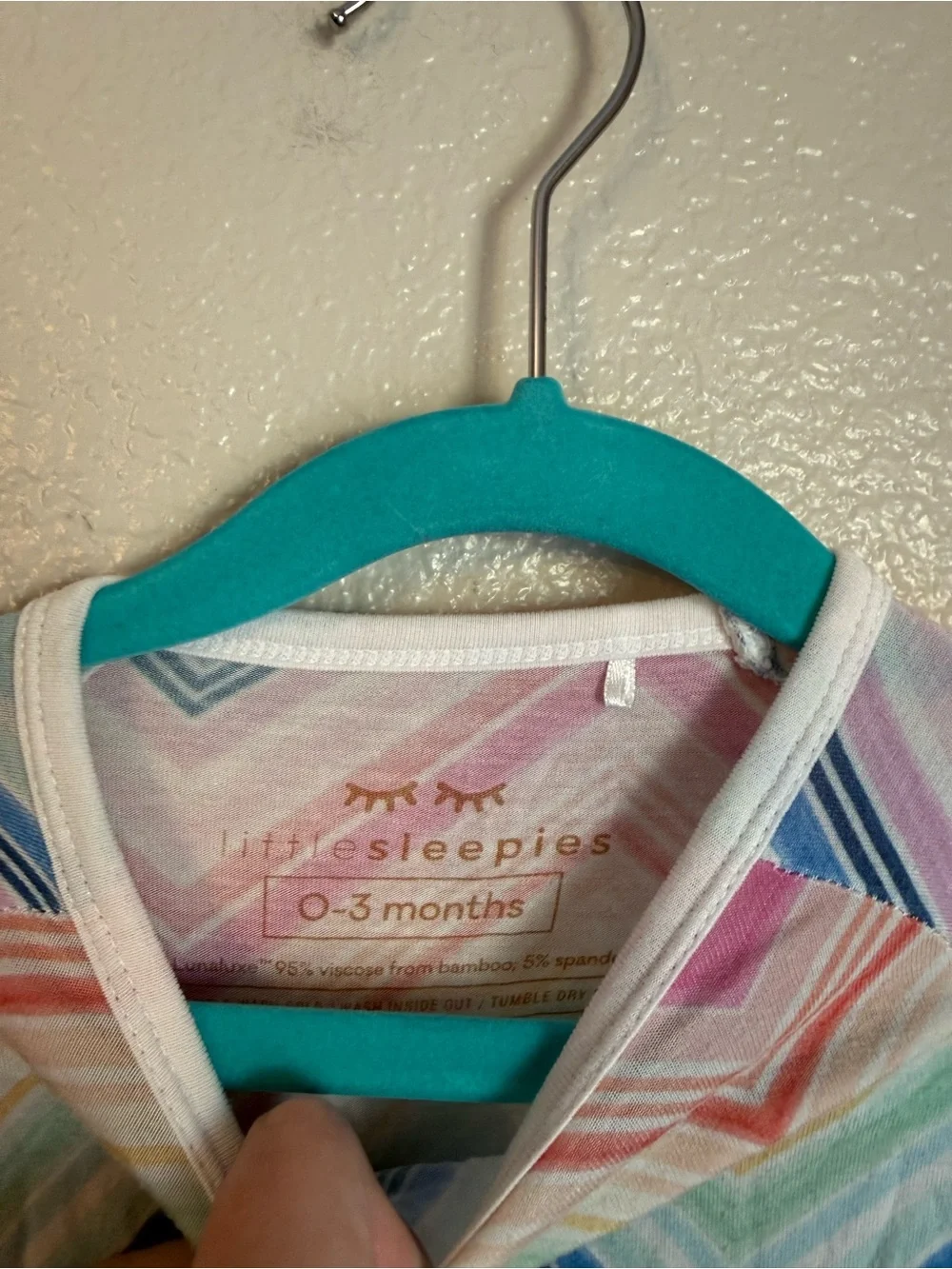 Little Sleepies Rainbow Chevron Footed One-Piece - Pink, Blue, Green, Yellow